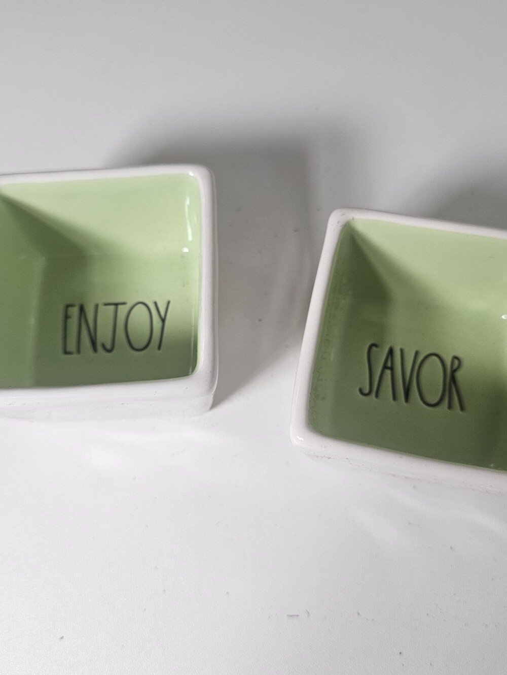 RAE DUNN Savor and Enjoy Square Bowl Set Artisan Collection by Magenta